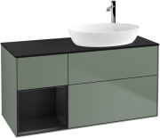 Тумба під раковину Villeroy & Boch Finion 120х50,1 см із підсвічуванням МДФ оливковий матовий лак/скло чорне матове F922PDGM