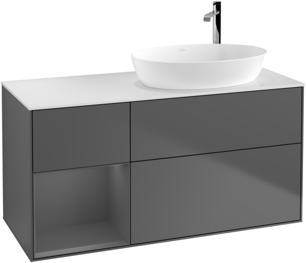 Тумба под раковину Villeroy & Boch Finion 120х50,1 см с подсветкой МДФ антрацит матовый лак/стекло белое матовое G921GKGK