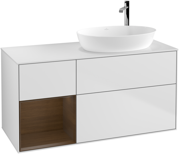 Тумба під раковину Villeroy & Boch Finion 120х50,1 см із підсвічуванням МДФ білий матовий лак/скло біле матове G921GNMT