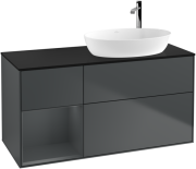 Тумба під раковину Villeroy & Boch Finion 120х50,1 см із підсвічуванням МДФ темно-синій матовий лак/скло чорне матове F922HGHG