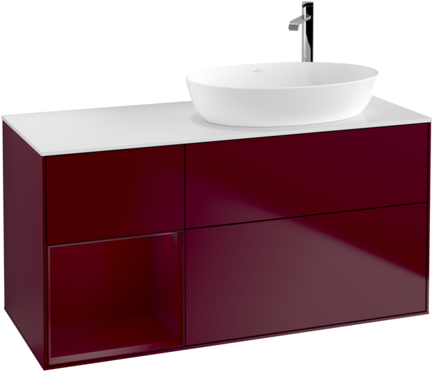 Тумба под раковину Villeroy & Boch Finion 120х50,1 см с подсветкой МДФ пион матовый лак/стекло белое матовое G921HBHB