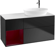 Тумба під раковину Villeroy & Boch Finion 120х50,1 см із підсвічуванням МДФ чорний матовий лак/скло біле матове G921HBPD