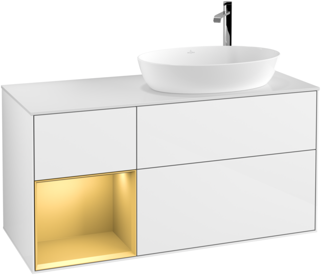 Тумба під раковину Villeroy & Boch Finion 120х50,1 см з підсвіткою МДФ білий глянцевий лак/скло біле матове G921HFGF