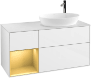 Тумба під раковину Villeroy & Boch Finion 120х50,1 см з підсвіткою МДФ білий глянцевий лак/скло біле матове G921HFGF