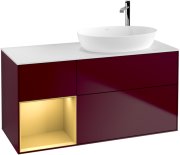 Тумба під раковину Villeroy & Boch Finion 120х50,1 см з підсвічуванням МДФ півонія матовий лак/скло біле матове G921HFHB