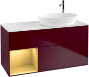 Тумба під раковину Villeroy & Boch Finion 120х50,1 см з підсвічуванням МДФ півонія матовий лак/скло біле матове G921HFHB
