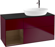 Тумба под раковину Villeroy & Boch Finion 120х50,1 см с подсветкой МДФ пион матовый лак/стекло черное матовое G922GNHB