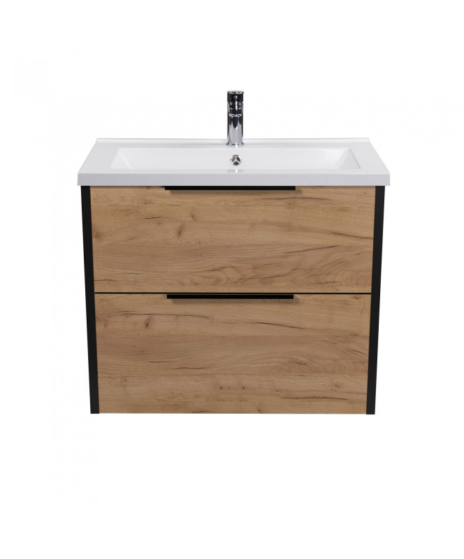 Тумба підвісна Мийдодир Line Craft 70 з раковиною Cosmo ДСП дуб крафт 00-0008540