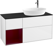 Тумба под раковину Villeroy & Boch Finion 120х50,1 см с подсветкой МДФ глянцевый белый лак/стекло черное матовое G922HBGF