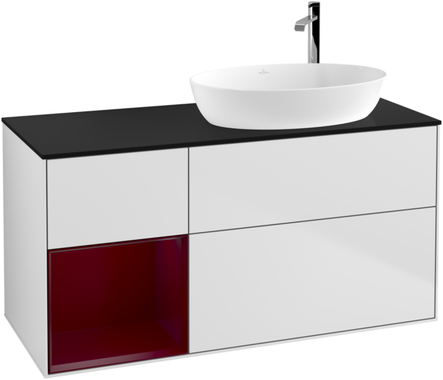 Тумба под раковину Villeroy & Boch Finion 120х50,1 см с подсветкой МДФ белый матовый лак/стекло черное матовое G922HBMT