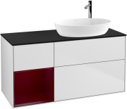 Тумба под раковину Villeroy & Boch Finion 120х50,1 см с подсветкой МДФ белый матовый лак/стекло черное матовое G922HBMT