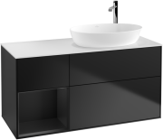 Тумба під раковину Villeroy & Boch Finion 120х50,1 см із підсвічуванням МДФ чорний матовий лак/скло біле матове G921PDPD