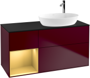 Тумба под раковину Villeroy & Boch Finion 120х50,1 см с подсветкой МДФ пион матовый лак/стекло черное матовое G922HFHB