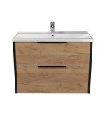 Тумба подвесная Мойдодыр Line Craft 80 с раковиной Rodeo ДСП дуб крафт 00-0008077