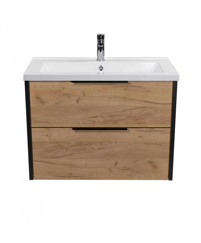 Тумба підвісна Мийдодир Line Craft 80 з раковиною Cosmo ДСП дуб крафт 00-0008541