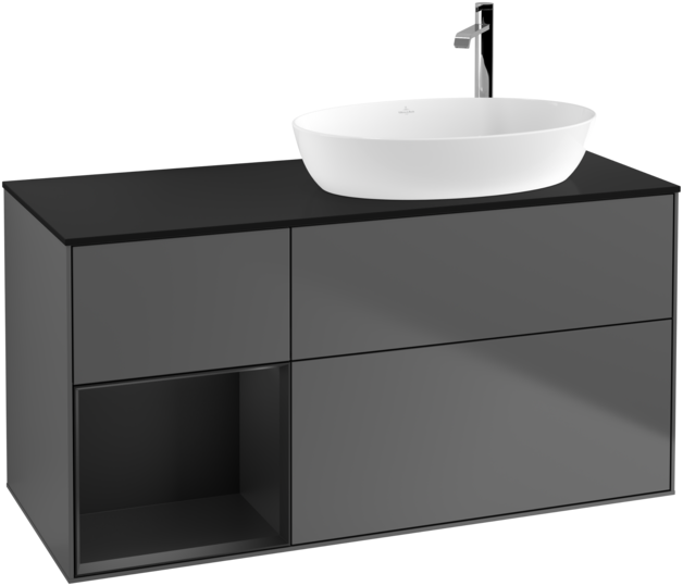 Тумба под раковину Villeroy & Boch Finion 120х50,1 см с подсветкой МДФ антрацит матовый лак/стекло черное матовое G922PDGK