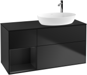 Тумба під раковину Villeroy & Boch Finion 120х50,1 см з підсвічуванням МДФ чорний матовий лак/скло чорне матове G922PDPD