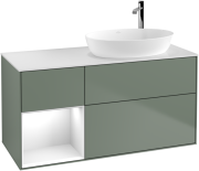 Тумба под раковину Villeroy & Boch Finion 120х50,1 см с подсветкой МДФ оливковый матовый лак/стекло белое матовое G921GFGM