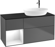 Тумба під раковину Villeroy & Boch Finion 120х50,1 см з підсвічуванням антрацит матовий лак/скло чорне матове G922GFGK