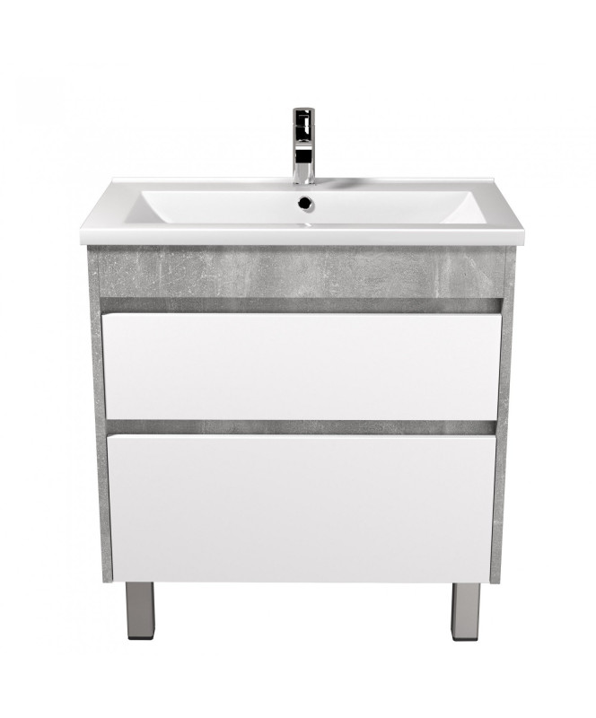 Тумба Мийдодир Polo Loft 70-U з раковиною Cosmo ДСП бетон/білий глянець 00-0008387