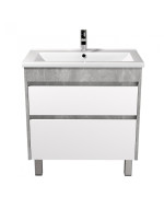 Тумба Мойдодыр Polo Loft 80-U с раковиной Cosmo ДСП бетон/белый глянец 00-0008082