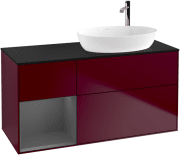 Тумба під раковину Villeroy & Boch Finion 120х50,1 см з підсвічуванням МДФ півонія матовий лак/скло чорне матове G922GKHB