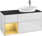 Тумба под раковину Villeroy & Boch Finion 120х50,1 см с подсветкой МДФ белый матовый лак/стекло черное матовое G922HFMT