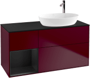 Тумба під раковину Villeroy & Boch Finion 120х50,1 см з підсвічуванням МДФ півонія матовий лак/скло чорне матове G922PDHB