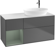 Тумба под раковину Villeroy & Boch Finion 120х50,1 см с подсветкой МДФ антрацит матовый лак/стекло белое матовое G921GMGK