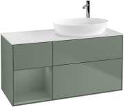 Тумба под раковину Villeroy & Boch Finion 120х50,1 см с подсветкой МДФ оливковый матовый лак/стекло белое матовое G921GMGM