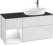 Тумба під раковину Villeroy & Boch Finion 120х50,1 см із підсвічуванням МДФ білий матовий лак/скло чорне матове G922GFMT