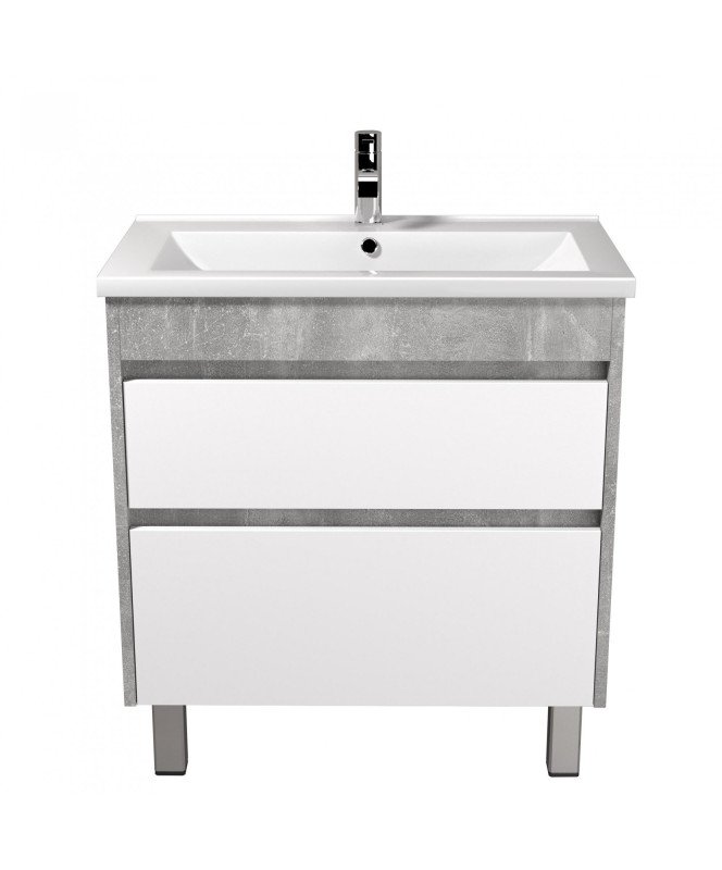Тумба Мойдодыр Polo Loft 70-U с раковиной Cosmo ДСП бетон/белый глянец 00-0008387