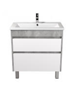 Тумба Мойдодыр Polo Loft 80-U с раковиной Cosmo ДСП бетон/белый глянец 00-0008082