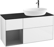 Тумба під раковину Villeroy & Boch Finion 120х50,1 см з підсвіткою МДФ білий глянцевий лак/скло чорне матове G922GKGF