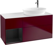 Тумба під раковину Villeroy & Boch Finion 120х50,1 см з підсвічуванням МДФ півонія матовий лак/скло біле матове G921PDHB
