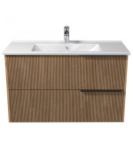 Тумба подвесная Мойдодыр Grace 100-A с раковиной Creavit Su-100 ДСП дуб поджаренный 00-0008600