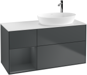 Тумба под раковину Villeroy & Boch Finion 120х50,1 см с подсветкой МДФ темно-синий матовый лак/стекло белое матовое G921HGHG