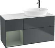 Тумба под раковину Villeroy & Boch Finion 120х50,1 см с подсветкой МДФ темно-синий матовый лак/стекло белое матовое G921GMHG