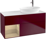Тумба под раковину Villeroy & Boch Finion 120х50,1 см с подсветкой МДФ пион матовый лак/стекло белое матово G921PCHB