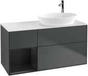 Тумба под раковину Villeroy & Boch Finion 120х50,1 см с подсветкой МДФ темно-синий матовый лак/стекло белое матовое G921PDHG