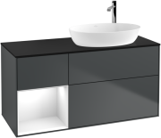 Тумба під раковину Villeroy & Boch Finion 120х50,1 см із підсвічуванням МДФ темно-синій матовий лак/скло чорне матове G922GFHG