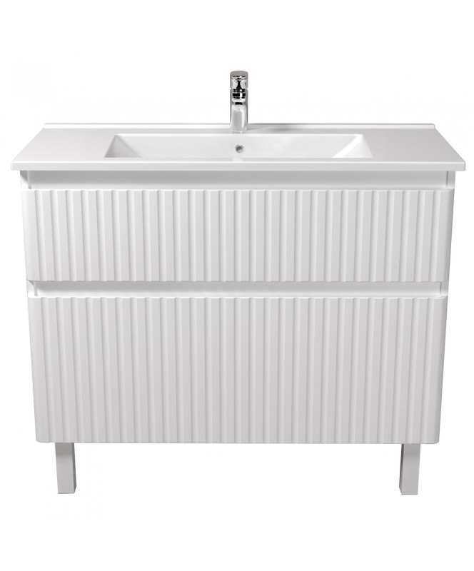 Тумба Мойдодыр Fluffy 100-U с раковиной Creavit Su-100 ДСП/МДФ белый мат 00-0008610