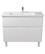 Тумба Мойдодыр Fluffy 100-U с раковиной Creavit Su-100 ДСП/МДФ белый мат 00-0008610