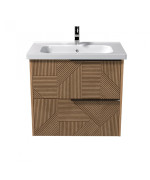 Тумба подвесная Мойдодыр Cubic 70-A с раковиной Creavit Ideal ДСП дуб поджаренный 00-0008640