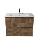 Тумба подвесная Мойдодыр Cubic 80-A с раковиной Creavit Su-80 ДСП дуб поджаренный 00-0008641