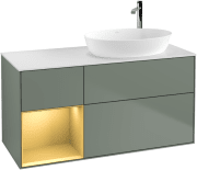 Тумба під раковину Villeroy & Boch Finion 120х50,1 см із підсвічуванням МДФ оливковий матовий лак/скло біле матове G921HFGM