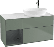 Тумба під раковину Villeroy & Boch Finion 120х50,1 см із підсвічуванням МДФ оливковий матовий лак/скло біле матове G921HGGM