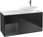 Тумба під раковину Villeroy & Boch Finion 120х50,1 см із підсвічуванням МДФ чорний матовий лак/скло біле матове G921HGPD
