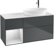 Тумба під раковину Villeroy & Boch Finion 120х50,1 см із підсвічуванням МДФ темно-синій матовий лак/скло біле матове G921MTHG