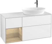 Тумба під раковину Villeroy & Boch Finion 120х50,1 см з підсвіткою МДФ білий глянцевий лак/скло біле матове G921PCGF